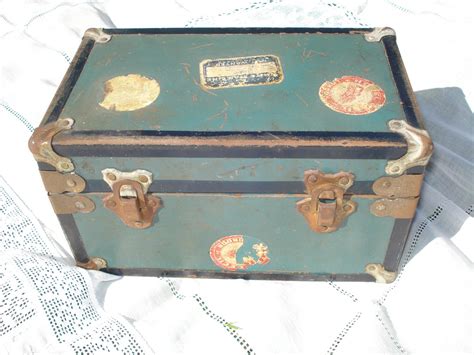 vintage metal doll trunk